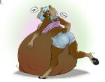  anthro belly big_belly big_butt bird_dog breasts brown_body brown_fur butt canid canine canis clothed clothing cocker_spaniel decent. domestic_dog female female_focus fur hair hunting_dog hyper hyper_belly hyper_pregnancy mammal pregnant simple_background solo spaniel 