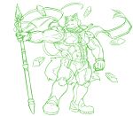  abs anthro bodysuit butusan_p canid canine canis clothing crystal domestic_dog green_and_white lifewonders live-a-hero male mammal melee_weapon monochrome muscular muscular_anthro muscular_male pecs polearm pubraseer sketch skinsuit solo spear standing superhero tight_clothing video_games weapon 