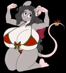  anthro big_breasts bikini breasts christmas clothing female hair hi_res holidays huge_breasts lips mammal mistletoe mouse murid murine plant rodent skidd solo swimwear thick_bottom_lip 