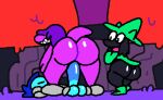  2d_animation animated anthro balls being_watched big_balls big_butt blue_balls bodily_fluids butt butt_size_difference cowgirl_position deltarune female frame_by_frame from_front_position genital_fluids genitals group human kris_(deltarune) looking_at_another male male/female mammal on_bottom on_top pussy_juice ralsei sex short_playtime superiorfoxdafox susie_(deltarune) undertale_(series) video_games 