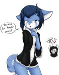  &lt;3 2019 anthro black_hair blue_body blue_eyes blue_fur blue_hair blush bottomless bottomless_anthro bottomless_female breasts canid canine canis clothed clothing dialogue digital_media_(artwork) domestic_cat domestic_dog duo english_text eyelashes faith_(icirculate-sound) felid feline felis female fingers fur grey_body grey_fur hair hi_res husky jacket long_hair mammal multicolored_body multicolored_fur navel nordic_sled_dog one_eye_closed sandwich-anomaly simple_background simple_eyes smile spitz standing teeth text text_with_heart tongue topwear vanessa_(sandwich-anomaly) white_background white_body white_fur wink 