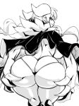  animal_humanoid back_boob big_butt breasts butt cape claws clothing dragon dragon_humanoid female hi_res horn humanoid ilulu looking_at_viewer looking_back looking_back_at_viewer miss_kobayashi&#039;s_dragon_maid monochrome not_furry rear_view solo thecon thick_thighs 