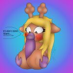  1:1 2021 absurd_res anthro antlers areola big_breasts big_penis blonde_hair blush breast_grab breast_play breasts brown_body brown_skin bust_portrait capreoline cervid deltarune dialogue digital_media_(artwork) disembodied_hand disembodied_penis duo english_text erection female freckles gazaster genitals gradient_background gynomorph_(lore) hair hand_on_breast hi_res horn humanoid_genitalia humanoid_penis looking_at_genitalia looking_at_penis looking_down male male/female mammal nervous nervous_smile nipples no_irises noelle_holiday nude off_screen_character open_mouth penis portrait purple_body purple_penis purple_skin red_nose reindeer sex shocked shocked_expression simple_background smile solo_focus susie_(deltarune) tan_body tan_skin text titfuck undertale_(series) video_games 