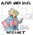  alphys anthro appliance barefoot bottomwear box buckteeth clothed clothing container detailed_background english_text eyewear feet female fridge fully_clothed glasses headphones inside kitchen_appliance lizard mew_mew_(undertale) mew_mew_kissy_cutie mia_cain microwave_oven pants pillow reptile robe scales scalie shirt signature smile solo standing teeth text three-quarter_view topwear trash undertale undertale_(series) video_games yellow_body yellow_scales 