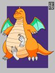  3:4 belly dragon dragonite happy heavy hi_res jiggle male muscular nintendo overweight pok&eacute;mon pok&eacute;mon_(species) poking pose slightly_chubby video_games view 