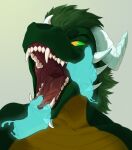  anthro disembodied_hand dragon ghost_hands hi_res horn kittbites male mouth_play mouth_shot open_mouth solo 