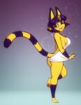  animal_crossing ankha_(animal_crossing) anthro clothed clothing digital_media_(artwork) domestic_cat dress felid feline felis female hi_res looking_at_viewer mammal nintendo one_eye_closed open-back_dress open_mouth open_smile pawpads raised_clothing raised_dress scorpdk shaded smile solo sparkles video_games wink 