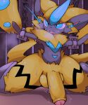  5:6 absurd_res anthro balls big_penis bound erection foreskin genitals hi_res humanoid_genitalia humanoid_penis legendary_pok&eacute;mon male moritani nintendo open_mouth penis pok&eacute;mon pok&eacute;mon_(species) solo throbbing_penis video_games zeraora 