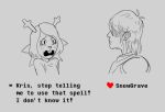  anonymous_artist anthro antlers bodily_fluids buckteeth capreoline cervid chad_(meme) crying deltarune duo english_text female freckles hair hair_over_eye horn horrified human humor kris_(deltarune) looking_at_another male mammal meme monochrome noelle_holiday one_eye_obstructed reindeer scared side_view sketch snowgrave spoiler tears teeth text undertale_(series) unknown_artist video_games wojak 