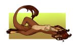  2021 4_toes anthro areola avelos breasts brown_body brown_fur brown_hair carota17 digital_media_(artwork) dragon feet female fur furred_dragon genitals hair lisyra nipples non-mammal_breasts pussy smile solo toes wingless_dragon 