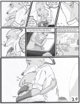  anthro bodily_fluids bonnie_hopps building canid canine clothed clothing comic crying dialogue dipstick_ears disney embrace english_text female fox fur furniture greyscale group hi_res house hug inside judy_hopps lagomorph leporid male male/female mammal monochrome multicolored_ears nick_wilde outside rabbit scut_tail short_tail sofa tears text the_gory_saint topless zootopia 