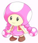  clothing diaper dohrat female footwear hat headgear headwear hi_res humanoid looking_up mario_bros nintendo shoes simple_background smile solo standing toad_(mario) toadette video_games 