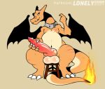  anthro balls big_penis blue_eyes charizard claws collar erection finger_claws fire flaming_tail furniture genitals hi_res knot lonelycharart male masturbation nintendo nude orange_body penile penile_masturbation penis pok&eacute;mon pok&eacute;mon_(species) scar sitting solo stool toe_claws video_games wings 
