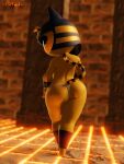  3:4 3d_(artwork) absurd_res animal_crossing ankha_(animal_crossing) anthro blender_(software) breasts butt butt_focus clothed clothing digital_media_(artwork) domestic_cat felid feline felis female furfnsfw hi_res looking_back mammal nintendo presenting presenting_hindquarters side_boob thick_thighs thong topless topless_female underwear video_games 