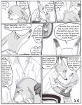  anthro bodily_fluids canid canine clothed clothing comic dialogue dipstick_ears disney duo english_text female fox fur greyscale hi_res judy_hopps lagomorph leporid male male/female mammal monochrome multicolored_ears nick_wilde rabbit sitting tears text the_gory_saint topless young zootopia 