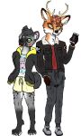  anthro bottomwear canid canine cervid clothing duo feex fluffy fox hazel hi_res hoodie hyaenid hybrid jammy jammyjams male male/male mammal romantic romantic_couple shorts topwear 