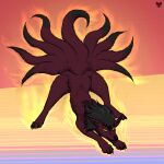  1:1 ass_up feral fire hi_res jack-o&#039;_pose male multi_tail ninetales nintendo nude october_flixard october_flixard_(character) paws pok&eacute;mon pok&eacute;mon_(species) pose solo video_games 