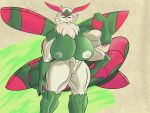  4:3 4_arms 5_fingers abs alien anthro areola arthropod biceps big_breasts biped breasts digital_media_(artwork) dragonfly female fingers flexing genitals green_body green_nipples hi_res huge_breasts insect insect_wings laroyjonkins multi_arm multi_limb muscular muscular_anthro muscular_female navel nipples nude pussy quads science_fiction solo thick_thighs wings 