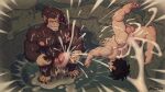  16:9 absurd_res anthro bodily_fluids brown_body brown_fur cum cum_in_ass cum_inside dragon_ball dragon_ball_z duo fur genital_fluids genitals hi_res human male male/male mammal muscular muscular_male nude oozaru penis primate saiyan size_difference voidlesky widescreen 