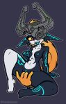  &lt;3 &lt;3_eyes armor blue_nipples blue_pussy blue_tongue blush bodily_fluids breasts female fingering fingering_self fur genitals hair headgear helmet hi_res holding_breast humanoid imp markings masturbation midna nintendo nipples not_furry purplealacran pussy red_eyes simple_background solo sweat the_legend_of_zelda tongue twilight_princess vaginal vaginal_fingering video_games yellow_sclera 