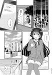  breasts cellphone chirinuruwoo classroom clothed clothing comic female female_protagonist_(tas) hi_res human human_only mammal monochrome not_furry not_furry_focus phone school solo 