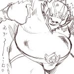  1:1 anthro avian belly biped bulge butt clothing japanese_text jockstrap kemono male one_eye_closed overweight overweight_male scar simple_background solo text totemoii_029 underwear white_background 
