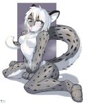  ahegao anthro black_spots blush blush_lines breasts changed_(video_game) deviantart featureless_breasts felid female fur grey_body grey_fur hair hi_res looking_pleasured mammal nude pantherine shadow simple_background sitting small_breasts snow_leopard solo spots tongue tongue_out twitter twitter_logo wariza wersman white_body white_fur white_hair 