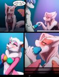  anthro canid canine cherry_(ztwidashz) claire_(djinthepurpleraccoon) darkmirage fellatio female genitals group half-closed_eyes hi_res looking_pleasured male male/female mammal narrowed_eyes oral penile penis sex spotlight tongue tongue_out 