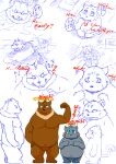  2013 anthro ball bed belly blush clothing comic duo english_text felid feline furniture gaf1117 humanoid_hands japanese_text kemono male mammal moobs overweight overweight_male shirt sport text topwear ursid yukikazefactory 