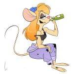  1:1 3_toes anthro barefoot beverage birchly chip_&#039;n_dale_rescue_rangers clothing dirty dirty_clothing dirty_feet disney feet female gadget_hackwrench hi_res mammal mouse murid murine plantigrade rodent solo toes 