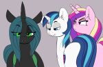  absurd_res angry arthropod blue_eyes blue_hair changeling cutie_mark distracted_boyfriend equid equine eyes_on_the_prize fangs friendship_is_magic green_eyes green_hair hair hasbro hi_res horn mammal meme my_little_pony pabbley princess_cadance_(mlp) queen_chrysalis_(mlp) shining_armor_(mlp) unicorn 