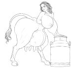  big_breasts big_butt bodily_fluids bovid bovine breasts butt cattle crying emma_watson female hooves huge_breasts huge_butt humanoid hyper hyper_breasts line_art mammal milk_pail monochrome simple_background solo tail_tuft tears teats tittydispenser tuft udders white_background 