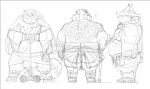  2021 anthro asian_clothing belly butt canid canine clothing east_asian_clothing footwear fundoshi gamma-g gyobu hat headgear headwear humanoid_hands japanese_clothing kemono leaf lifewonders male mammal model_sheet overweight overweight_male raccoon_dog sandals scar simple_background sketch solo tanuki tattoo tokyo_afterschool_summoners underwear video_games weapon white_background 