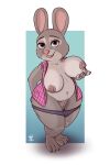  absurd_res anthro big_breasts bonnie_hopps breasts clothed clothing disney eyeshadow female fur grey_body grey_fur hi_res holding_breast huge_breasts hyenatig_(artist) lagomorph leporid looking_at_viewer makeup mammal markings mature_anthro mature_female open_clothing open_shirt open_topwear overweight overweight_anthro overweight_female panties panties_down partially_clothed purple_eyes rabbit shirt simple_background slightly_chubby solo topwear underwear underwear_down wide_hips zootopia 