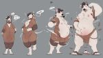  anthro belly belly_expansion belly_overhang black_hair black_nose body_size_growth canid canine canis clothed clothing domestic_dog expansion fur growth hair hi_res looking_at_viewer male mammal minedoo moobs muscle_growth musclegut nipples overweight peable sequence size_transformation solo transformation weight_gain white_body white_fur 