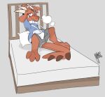  absurd_res anthro bdsm bed blush bondage bound bulge clothed clothing embarrassed furniture handcuffed hi_res kobold male sodacaps solo underwear valus_the_kobold zip_tie 