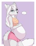  anthro belly big_belly canid canine canis clothing female mammal pregnant saetia solo wolf 