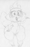  anthro bandanna bandanna_only big_butt big_calves butt butt_from_the_front chest_tuft cute_fangs electronic_arts featureless_crotch female flat_chested hand_on_hip huge_butt huge_hips kerchief kerchief_only mammal markings monochrome mostly_nude navel open_mouth open_smile peggle popcap_games procyonid raccoon roxy_raccoon sbshouseofpancakes short_stack smile solo striped_markings striped_tail stripes tail_markings thick_thighs traditional_media_(artwork) tuft video_games wide_hips 
