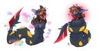  2:1 after_transformation anthro armless black_body black_fur blush breasts brown_hair featureless_breasts female fur hair legless long_fangs nintendo pok&eacute;mon pok&eacute;mon_(species) red_eyes seviper solo spots the-chu video_games 