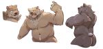  2021 anthro belly brown_body brown_fur butt fur hi_res humanoid_hands kemono male mammal mature_male moobs ms05591410 multiple_poses navel overweight overweight_male pose simple_background solo ursid white_background 