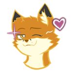  &lt;3 1:1 alpha_channel canid canine fox foxette male mammal mr_fox_(foxette) one_eye_closed red_fox smile solo sticker yellow_eyes young 