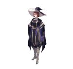  1girl absurdres bangs boots breasts bridal_gauntlets brown_eyes brown_hair cape closed_mouth commentary fire_emblem fire_emblem_awakening fire_emblem_heroes full_body glasses hair_ornament hand_on_hip hat highres hirooka_masaki knee_boots long_sleeves looking_at_viewer medium_breasts miriel_(fire_emblem) official_art pants pelvic_curtain semi-rimless_eyewear shiny shiny_hair short_hair smile solo standing tied_hair turtleneck white_background wizard_hat 