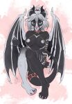  2021 anthro breasts collar digital_media_(artwork) dragon female gimka hi_res horn looking_at_viewer membrane_(anatomy) membranous_wings non-mammal_breasts nude scalie smile solo western_dragon wings 