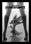  2021 ambiguous_gender anthro barefoot baseball_bat bat_(object) biped black_border border canid canine clothed clothing disney duo english_text eyewear feet fennec fingerless_gloves finnick footwear fox foxxj furgonomics gloves grey_background handwear head_tuft hi_res high_heels holding_object inner_ear_fluff knee_highs knee_socks legwear looking_at_viewer male mammal monochrome simple_background size_difference socks solo_focus standing sunglasses tail_clothing text toeless_footwear toeless_socks tuft zootopia 