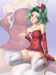  bare_shoulders breasts cum cum_in_mouth cum_on_body cum_on_breasts cum_on_clothes cum_on_hand cum_on_upper_body deep_rising detached_sleeves dress facial final_fantasy final_fantasy_vi green_hair hair_ribbon nipples open_mouth panties ponytail purple_eyes ribbon see-through short_dress skirt skirt_lift thighhighs thor_(deep_rising) tina_branford torn_clothes underwear zoom_layer 
