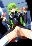  3boys breasts c.c. censored code_geass detached_sleeves gangbang green_hair group_sex handjob hetero highres impossible_clothes impossible_shirt large_breasts multiple_boys multiple_penises penis pinky_out sex shirt solo_focus thighhighs 