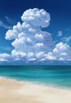  beach blue_sky cloud commentary_request cumulonimbus_cloud day highres horizon landscape nature no_humans ocean original outdoors sand scenery shjjy296 shore sky summer 