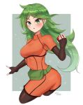  1girl ace_trainer_(pokemon) bodysuit breasts green_eyes green_hair highres pokemon pokemon_(game) pokemon_bdsp tagme wakaba_(wata_ridley) 