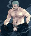  1boy 329 abs bad_id bad_pixiv_id bara black_pants cigar flaccid frown large_pectorals long_sideburns looking_at_viewer male_focus male_pubic_hair mature_male muscular muscular_male navel navel_hair nipples one_piece open_pants pants pectorals penis pubic_hair short_hair sideburns sitting smoke smoker_(one_piece) smoking solo spiked_hair stomach thick_thighs thighs topless_male 