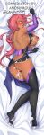  1girl absurdres after_anal after_sex after_vaginal ahegao artist_name ass backless_outfit bare_shoulders black_legwear blush breasts breasts_outside bukkake cum cum_in_ass cum_in_mouth cum_in_pussy dakimakura_(medium) dark-skinned_female dark_skin elbow_gloves gloves high_heels highres incredibly_absurdres ingrid_(taimanin_murasaki) kawanmushi long_hair lying makai_kishi_ingrid on_stomach pink_hair purple_gloves revealing_clothes solo thighhighs yellow_eyes 
